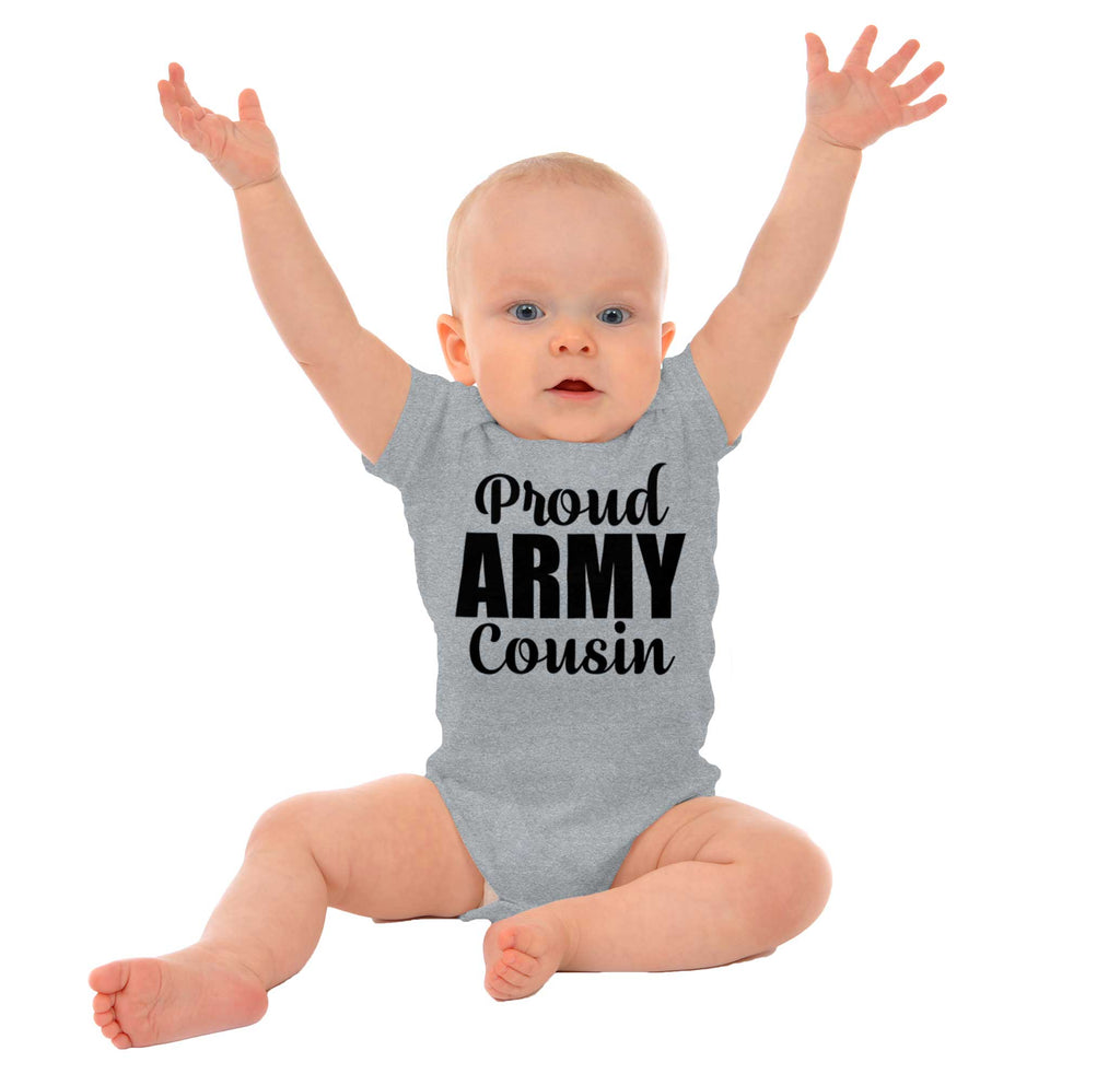 Proud Army Cousin Romper Bodysuit-Direct To Garment Print-Brisco Baby