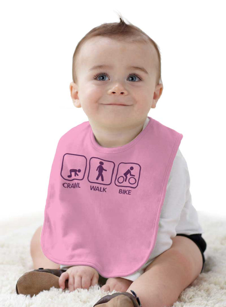 Crawl Walk Bike Infant Baby Bib-Direct To Garment Print-Brisco Baby