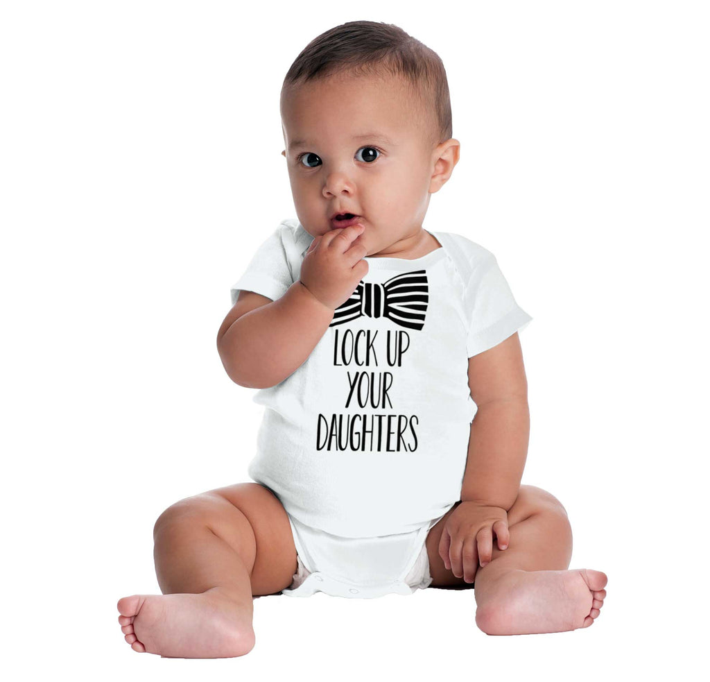Lock Up Your Daughters Romper Bodysuit-Direct To Garment Print-Brisco Baby