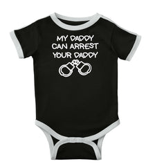 Arrest Your Daddy Ringer Romper Bodysuit-Direct To Garment Print-Brisco Baby