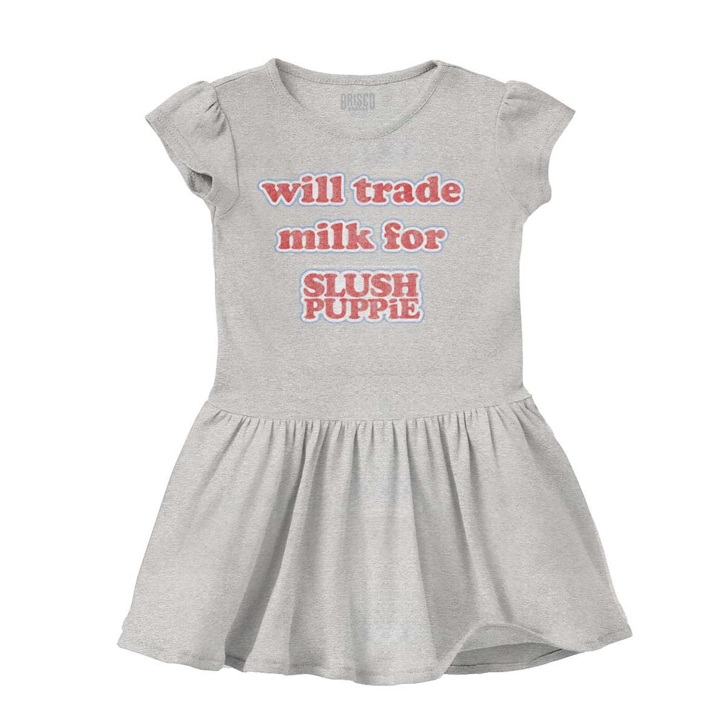 Milk For Slush Puppie Solid Baby Infant Dress-Direct To Garment Print-Brisco Baby