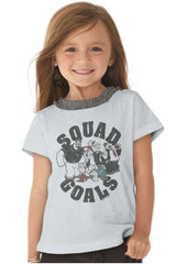 Squad Goals Toddler Ruffled Trim T-Shirt-Direct To Garment Print-Brisco Baby