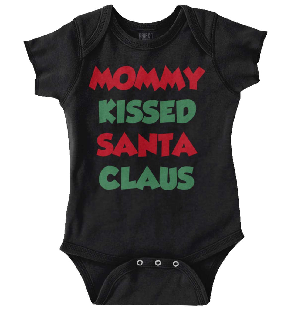 Mommy Kissed Santa Claus Romper Bodysuit-Direct To Garment Print-Brisco Baby