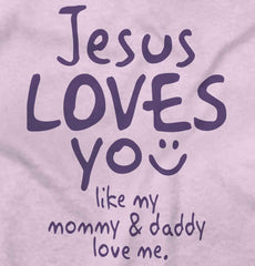 Jesus Loves You Romper Bodysuit-Direct To Garment Print-Brisco Baby