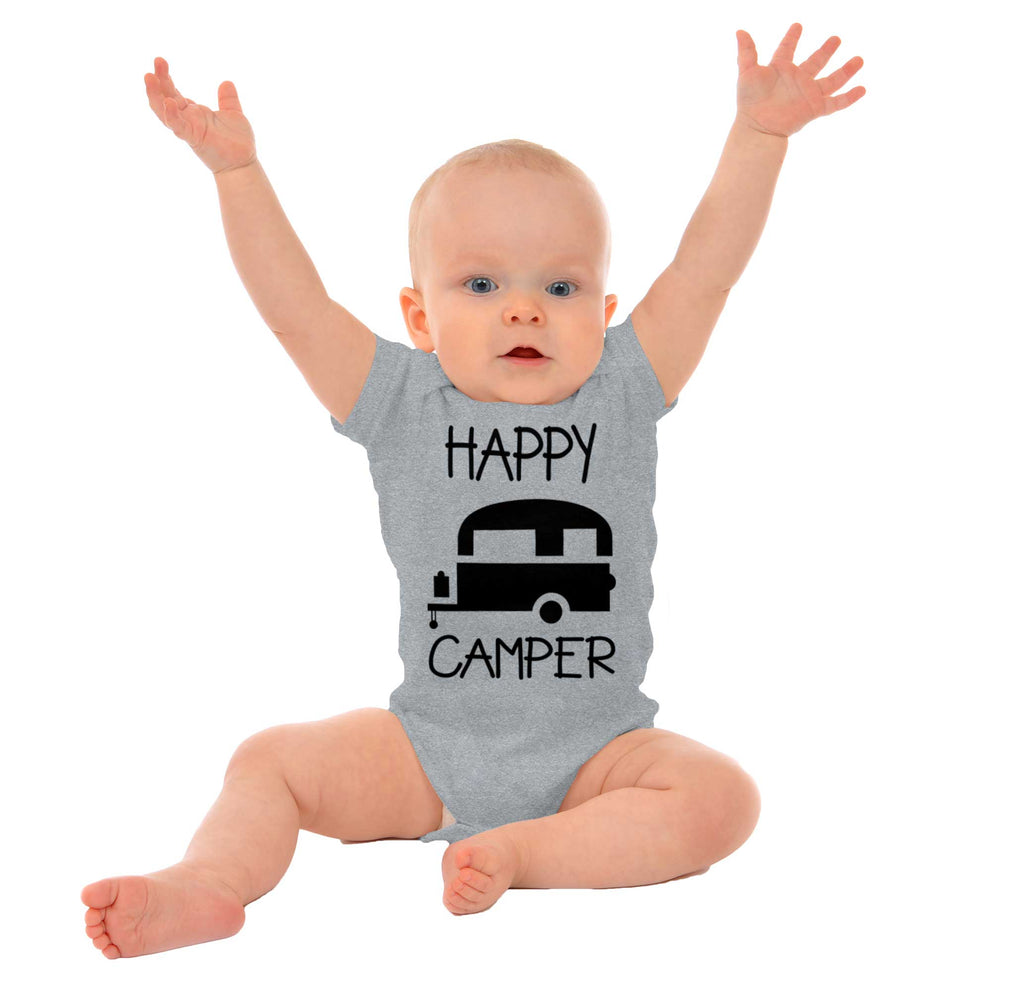 Happy Camper Romper Bodysuit-Direct To Garment Print-Brisco Baby