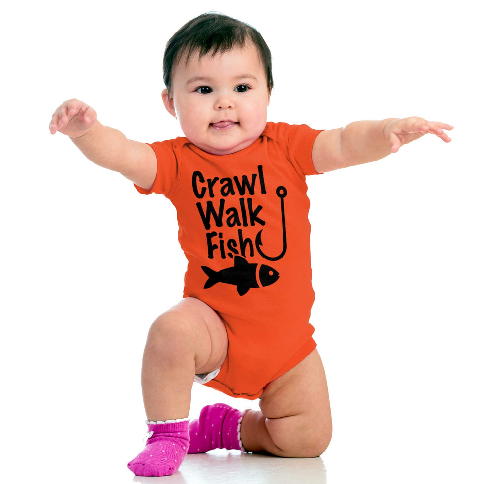 Crawl Walk Fish Romper Bodysuit-Direct To Garment Print-Brisco Baby