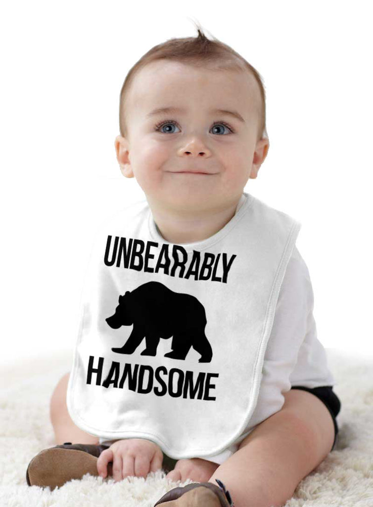 Unbearably Handsome Infant Baby Bib-Direct To Garment Print-Brisco Baby