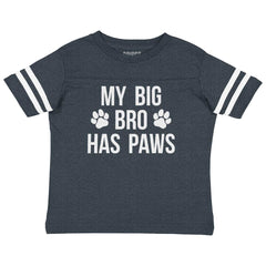 Big Bro Has Paws Toddler Football Jersey Tee-Direct To Garment Print-Brisco Baby