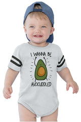 Avocuddled Football Romper Bodysuit-Direct To Garment Print-Brisco Baby