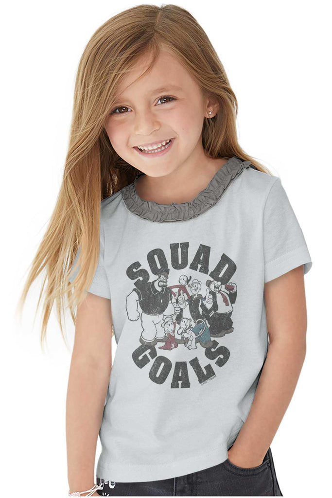 Squad Goals Toddler Ruffled Trim T-Shirt-Direct To Garment Print-Brisco Baby