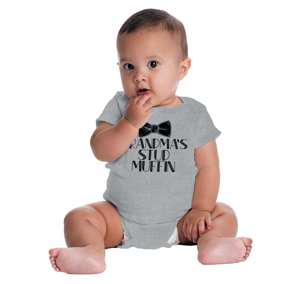 Grandma's Stud Muffin Romper Bodysuit-Direct To Garment Print-Brisco Baby