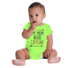 Mom Needs Caffeine Romper Bodysuit-Direct To Garment Print-Brisco Baby