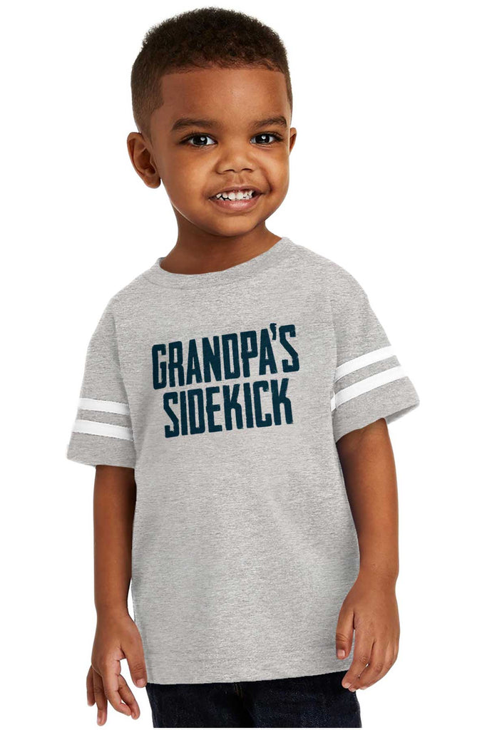 Grandpa's Sidekick Toddler Football Jersey Tee-Direct To Garment Print-Brisco Baby