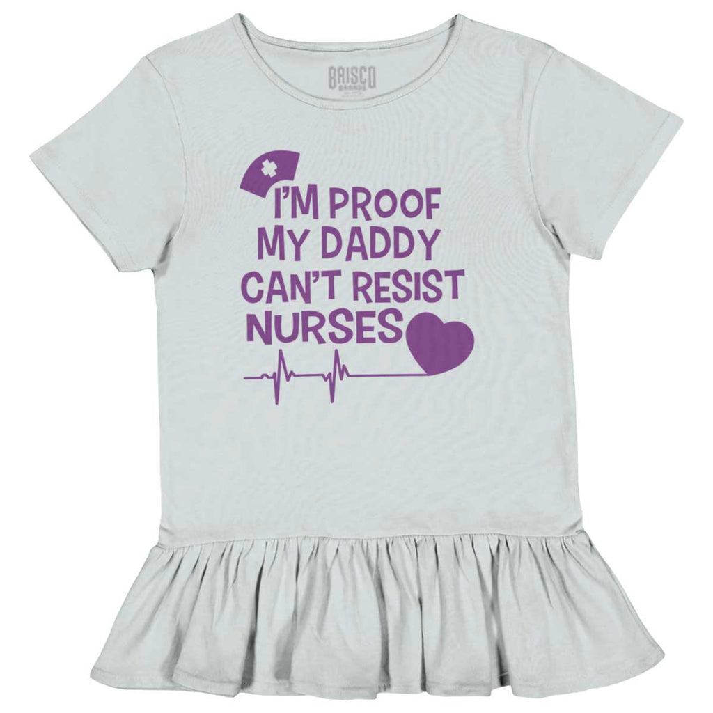 Can't Resist Nurses Toddler Ruffle Bottom Tee-Direct To Garment Print-Brisco Baby