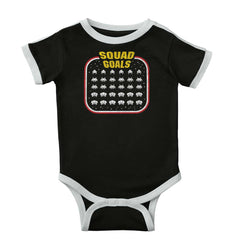 Squad Goals Video Gaming Nerd Ringer Romper Bodysuit-Direct To Garment Print-Brisco Baby