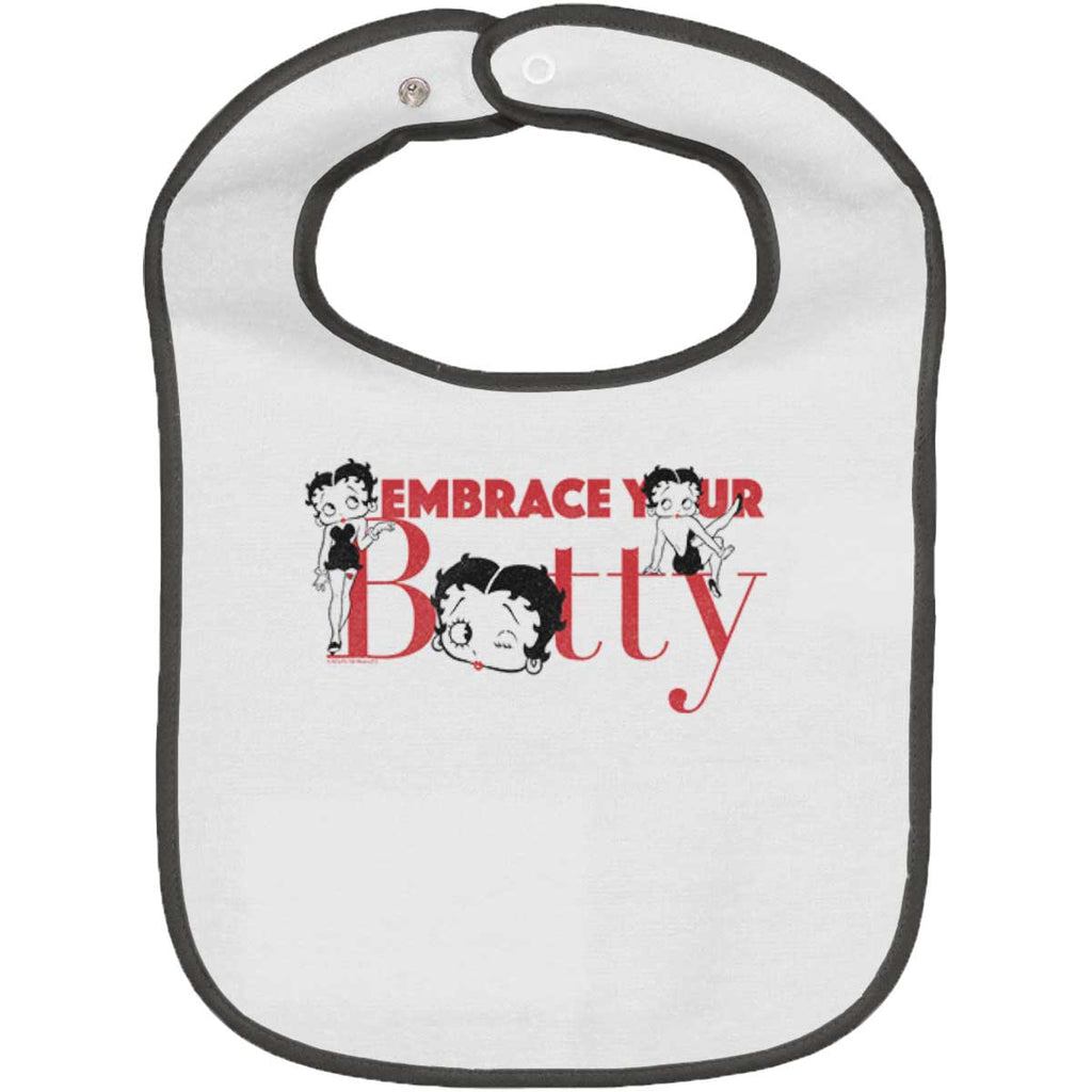 Embrace Betty Trimmed White Snap Bib-Direct To Garment Print-Brisco Baby