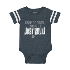 Dungeons Gamer Just Roll Nerd Football Romper Bodysuit-Direct To Garment Print-Brisco Baby