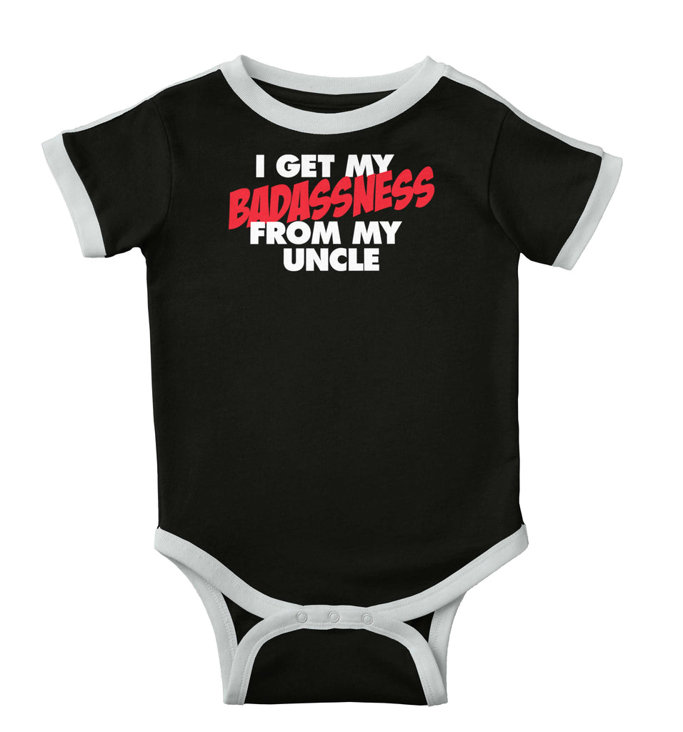 Badass Uncle Ringer Romper Bodysuit-Direct To Garment Print-Brisco Baby