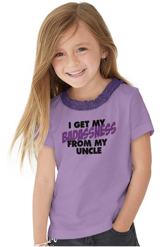 Badass Uncle Toddler Ruffled Trim T-Shirt-Direct To Garment Print-Brisco Baby