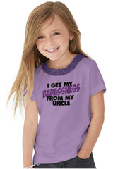 Badass Uncle Toddler Ruffled Trim T-Shirt-Direct To Garment Print-Brisco Baby