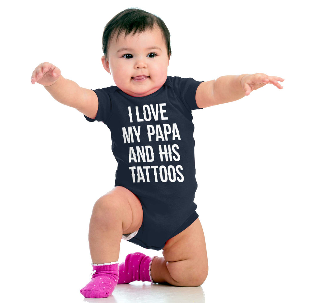 I Love Papa And Tattoos Romper Bodysuit-Direct To Garment Print-Brisco Baby