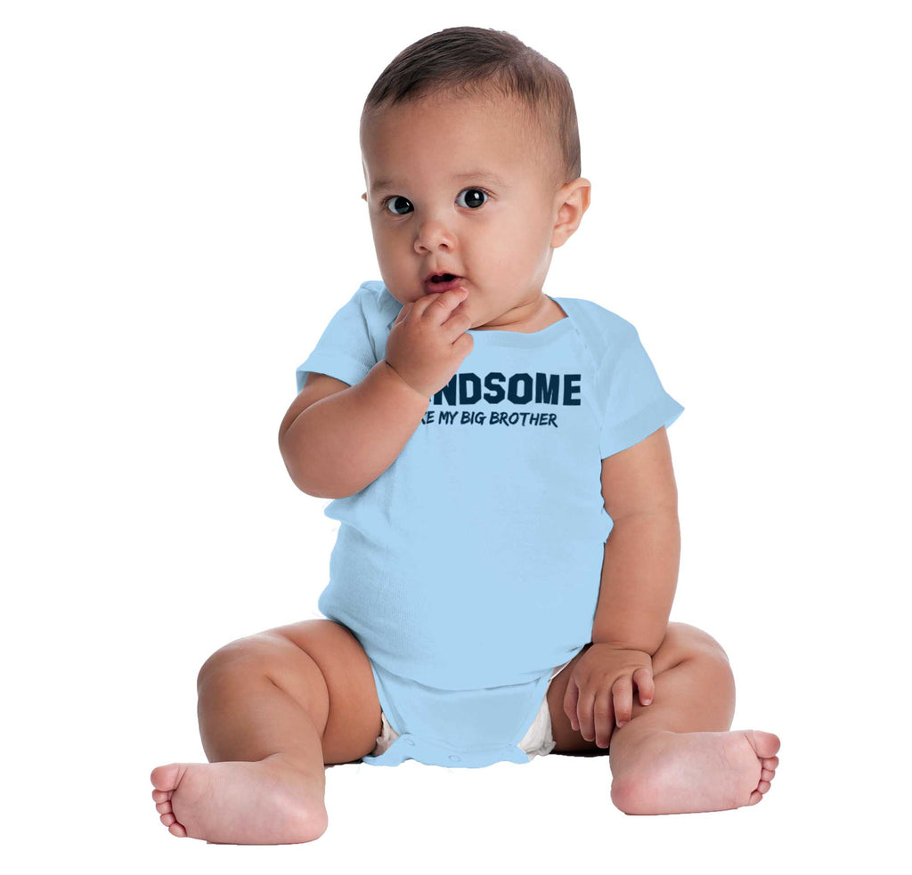 Handsome Like My Big Brother Romper Bodysuit-Direct To Garment Print-Brisco Baby