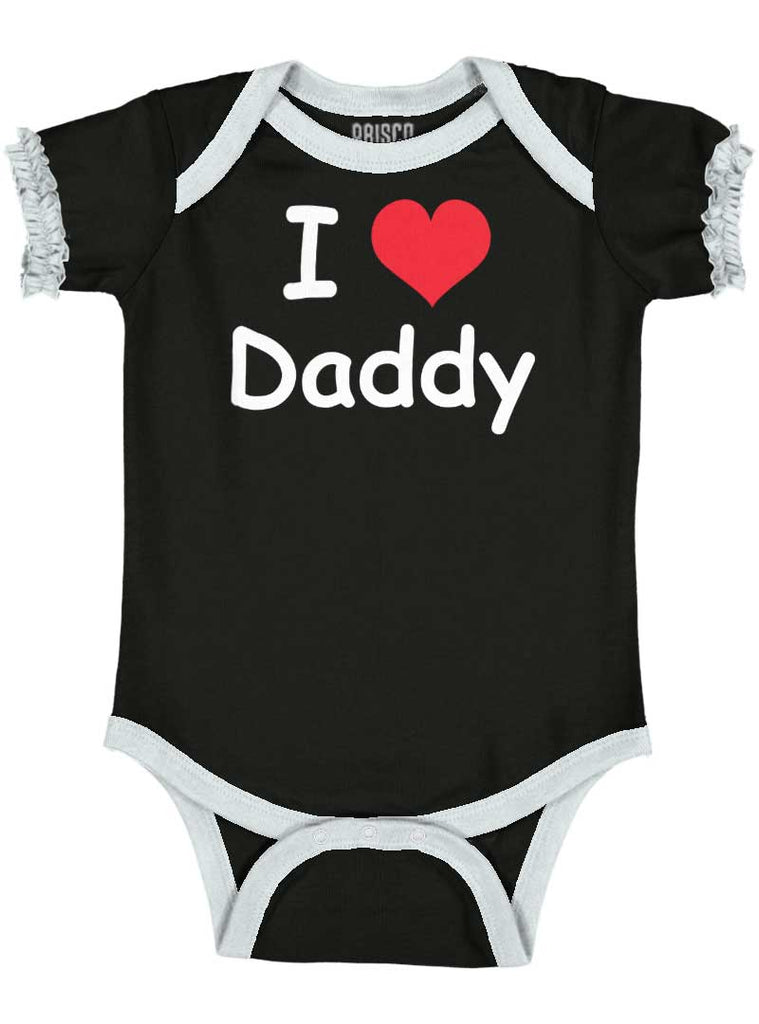 I Heart Daddy Baby Ruffled Trim Romper-Direct To Garment Print-Brisco Baby