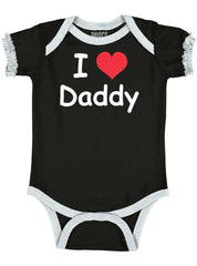 I Heart Daddy Baby Ruffled Trim Romper-Direct To Garment Print-Brisco Baby