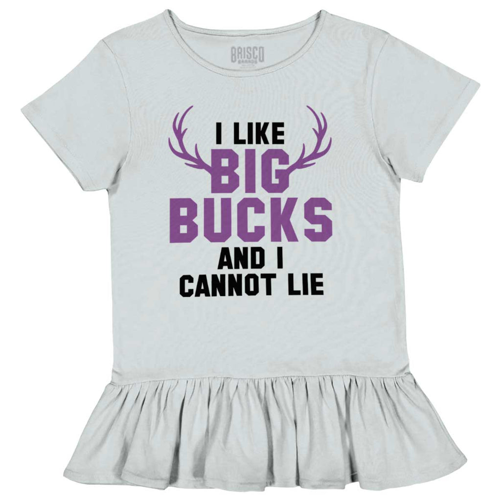 I Like Big Bucks Toddler Ruffle Bottom Tee-Direct To Garment Print-Brisco Baby
