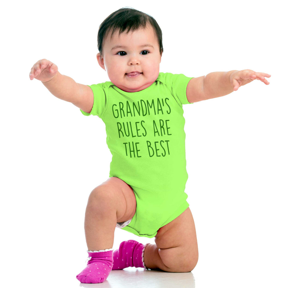 Grandma's Rules Are The Best Romper Bodysuit-Direct To Garment Print-Brisco Baby