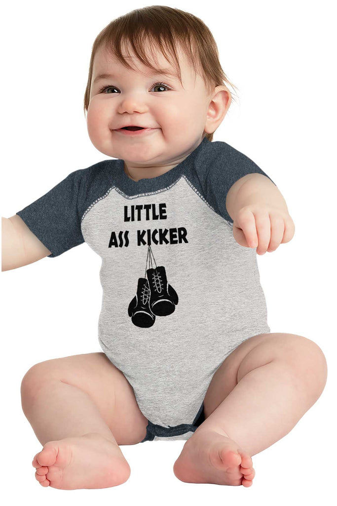 Little Ass Kicker Raglan Romper Bodysuit-Direct To Garment Print-Brisco Baby