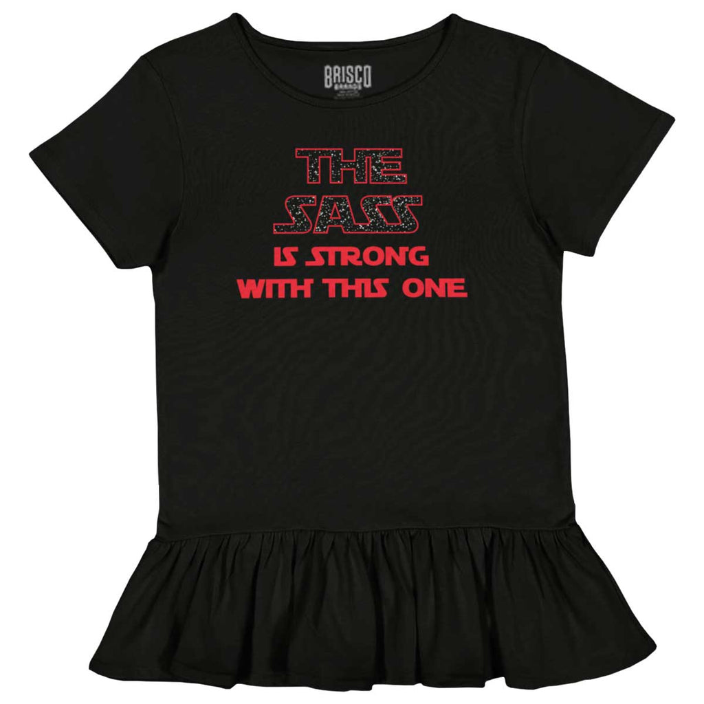 Sass Is Strong Toddler Ruffle Bottom Tee-Direct To Garment Print-Brisco Baby