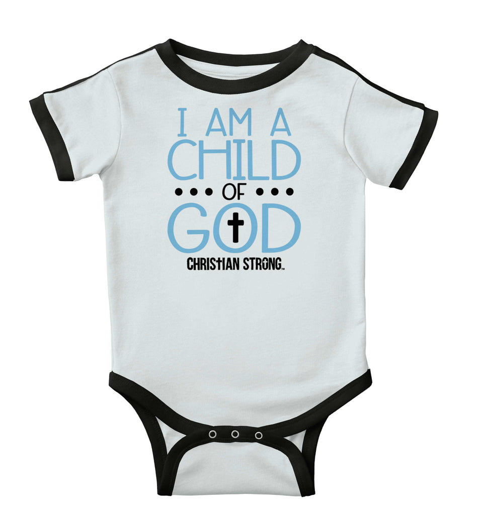Cross Of God Ringer Romper Bodysuit-Direct To Garment Print-Brisco Baby