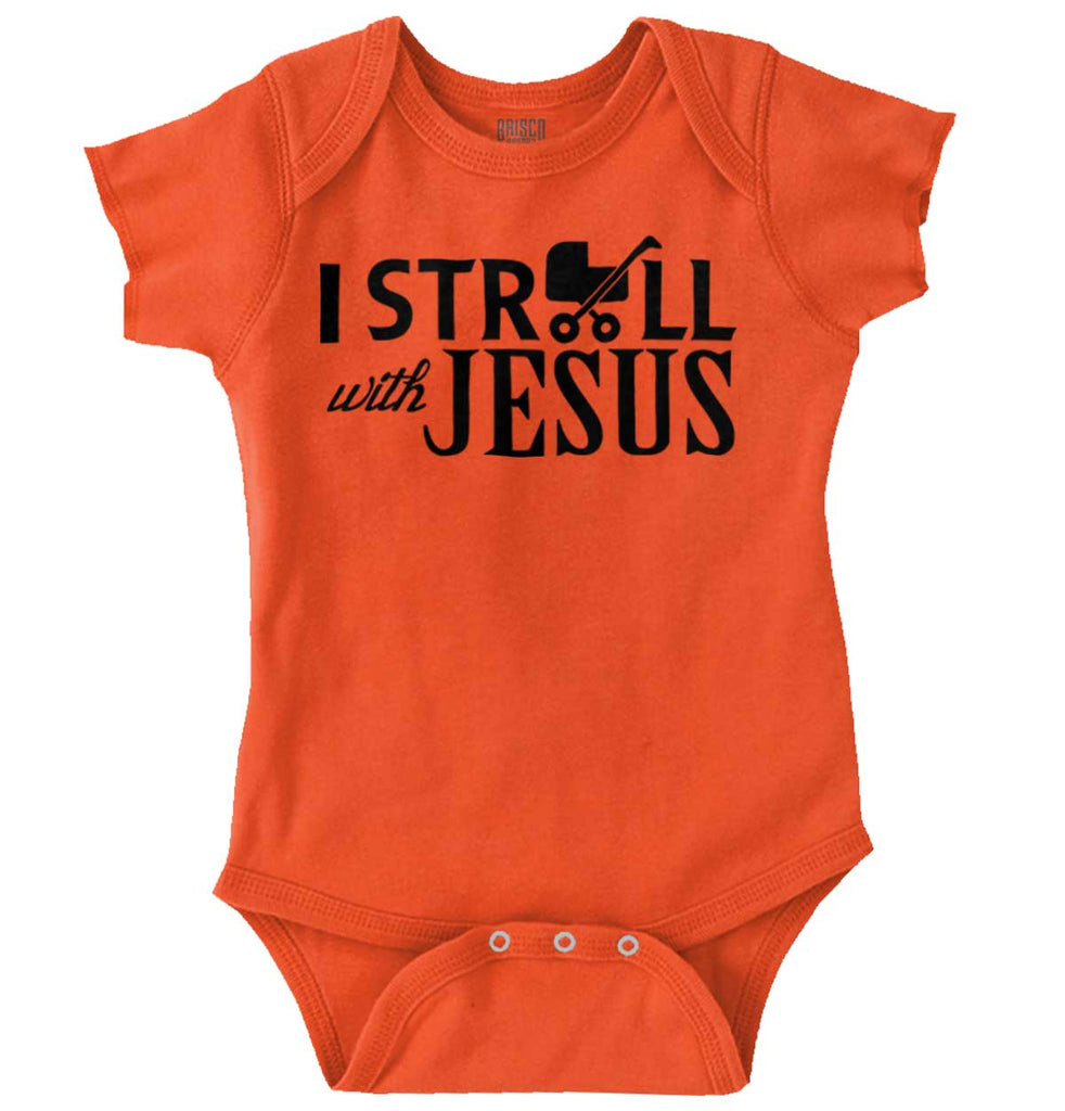 Stroll With Jesus Romper Bodysuit-Direct To Garment Print-Brisco Baby