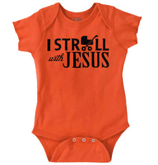 Stroll With Jesus Romper Bodysuit-Direct To Garment Print-Brisco Baby