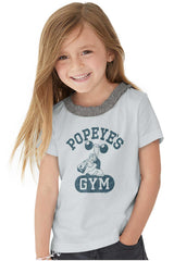 Popeye's Gym Toddler Ruffled Trim T-Shirt-Direct To Garment Print-Brisco Baby