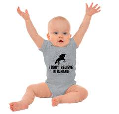 Don't Believe In Humans Romper Bodysuit-Direct To Garment Print-Brisco Baby