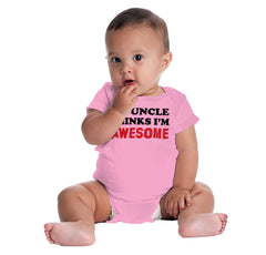 Uncle Thinks I'm Awesome Romper Bodysuit-Direct To Garment Print-Brisco Baby