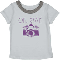 Oh Snap Camera Toddler Ruffled Trim T-Shirt-Direct To Garment Print-Brisco Baby