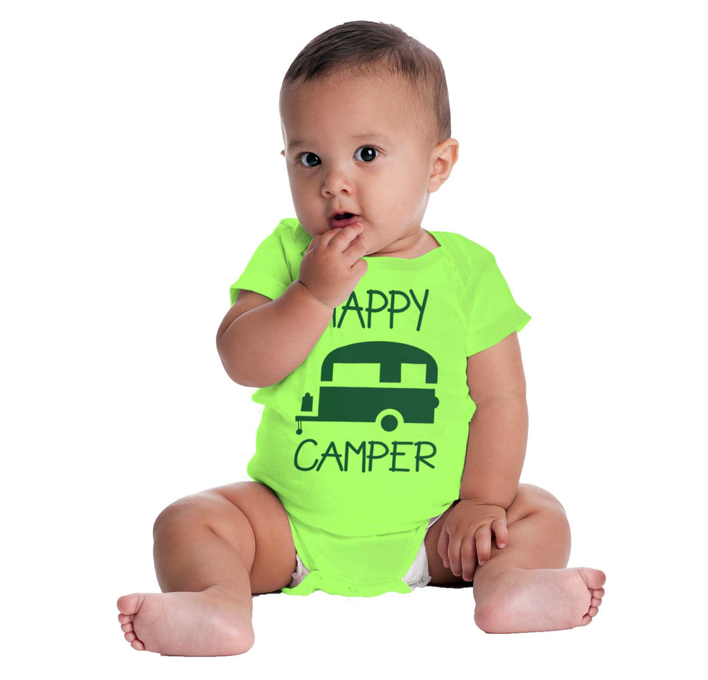 Happy Camper Romper Bodysuit-Direct To Garment Print-Brisco Baby