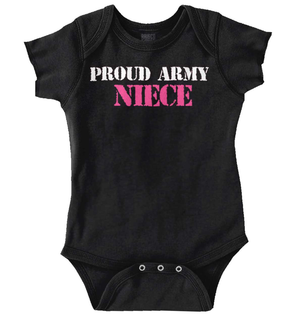 Proud Army Niece Romper Bodysuit-Direct To Garment Print-Brisco Baby
