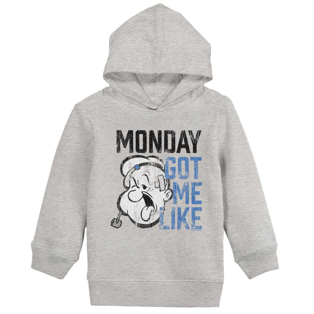 Monday Got Me Like Toddler Pullover Hoodie-Direct To Garment Print-Brisco Baby