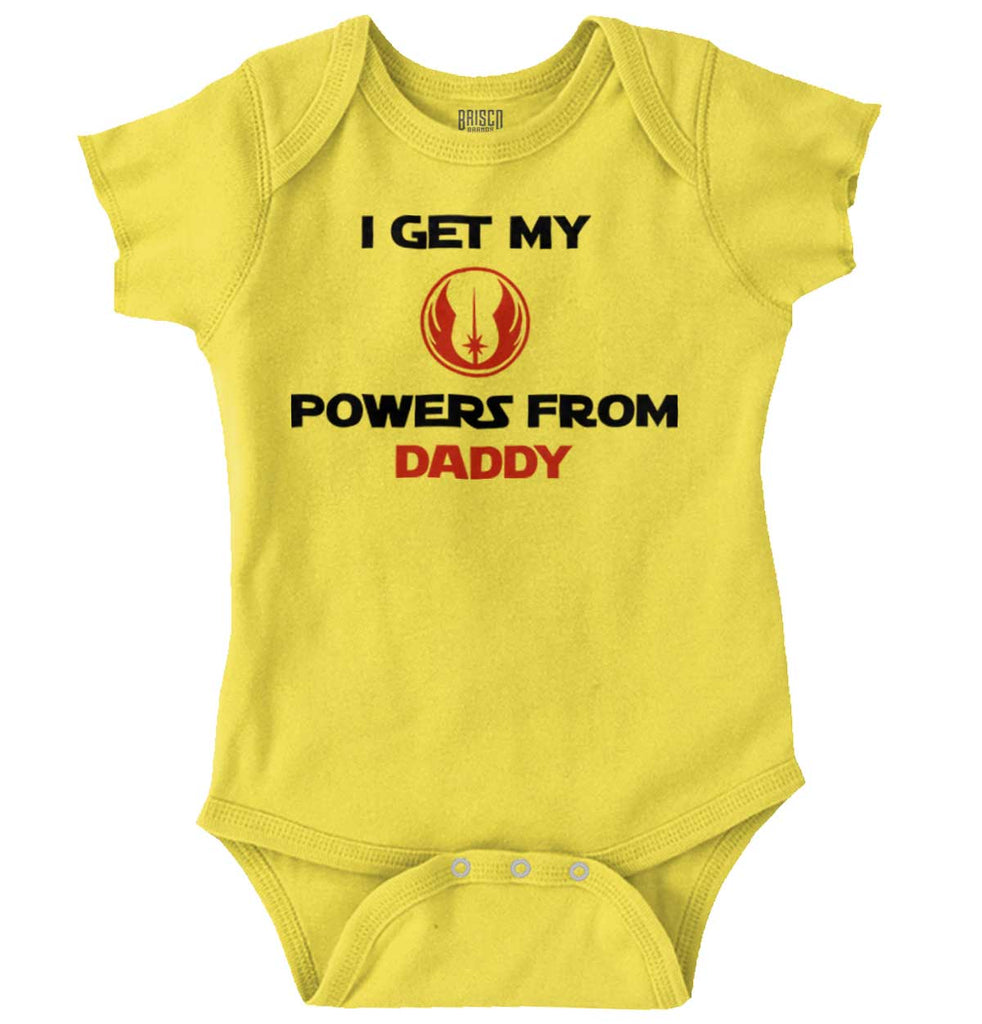 Powers From Daddy Romper Bodysuit-Direct To Garment Print-Brisco Baby