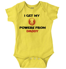 Powers From Daddy Romper Bodysuit-Direct To Garment Print-Brisco Baby
