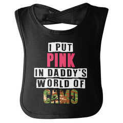 Daddys World Of Camo Infant Baby Bib-Direct To Garment Print-Brisco Baby