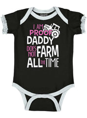Farm All The Time Baby Ruffled Trim Romper-Direct To Garment Print-Brisco Baby
