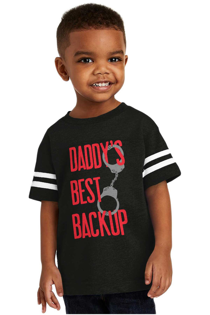 Daddy's Best Backup Toddler Football Jersey Tee-Direct To Garment Print-Brisco Baby