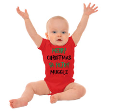 Merry Christmas Muggle Romper Bodysuit-Direct To Garment Print-Brisco Baby