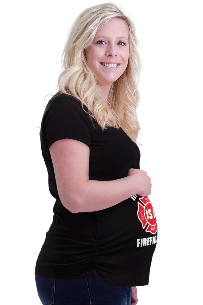 My Daddy Is A Fire Department Fighter Maternity T-Shirt-Direct To Garment Print-Brisco Baby