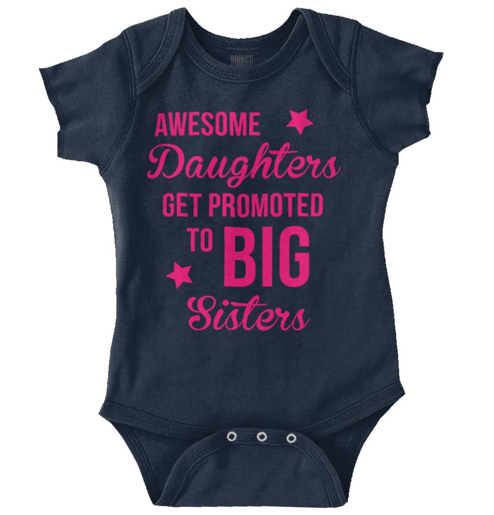 Awesome Daughter Promote Big Sisters Romper Bodysuit-Direct To Garment Print-Brisco Baby
